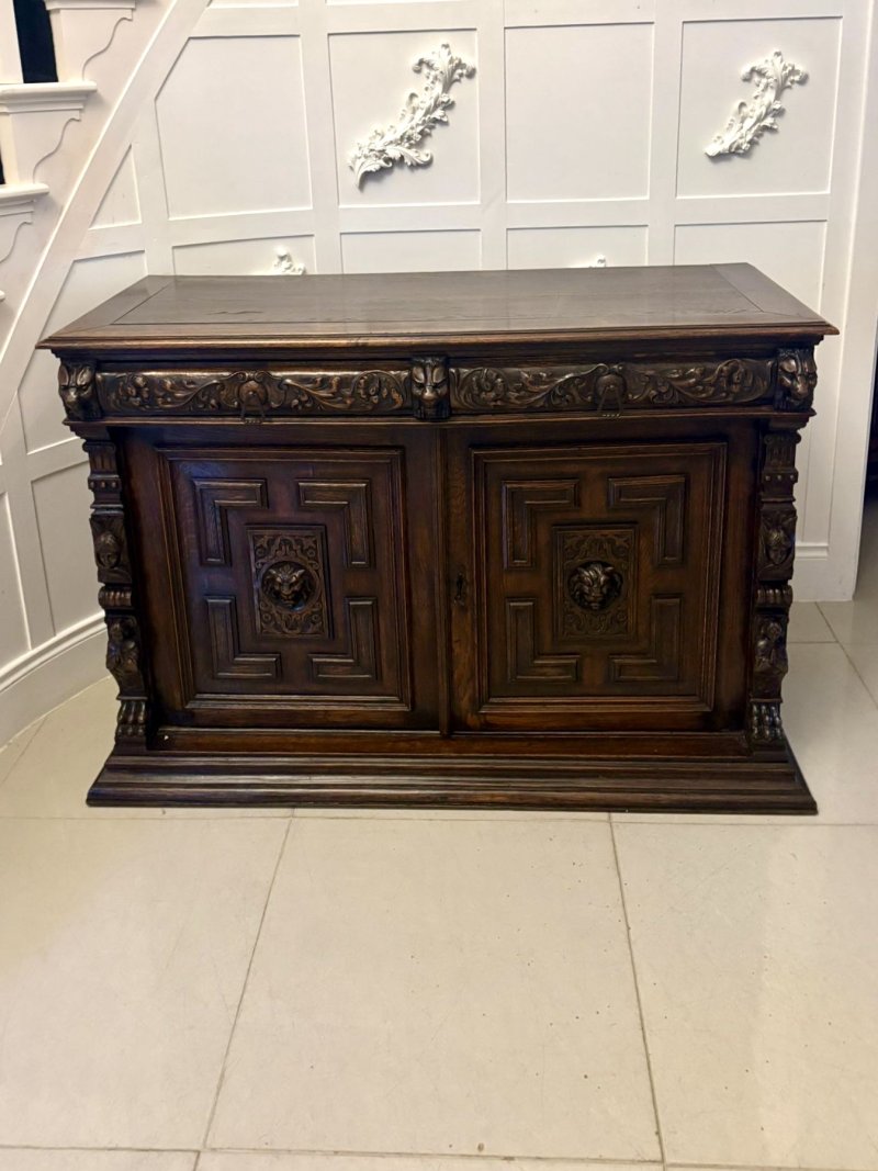 Impressive Quality Antique Carved Oak Sideboard